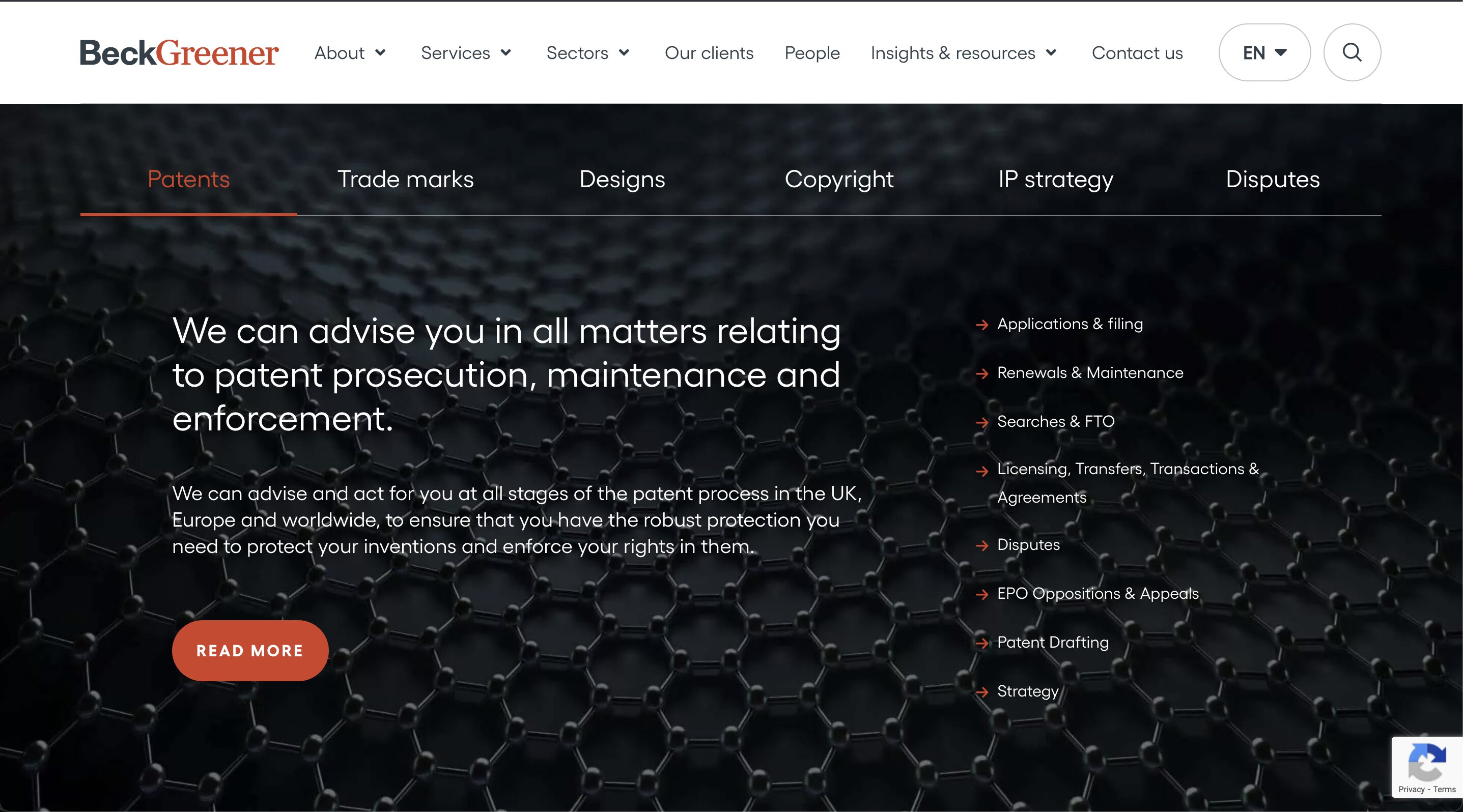 Beck Greener new services page